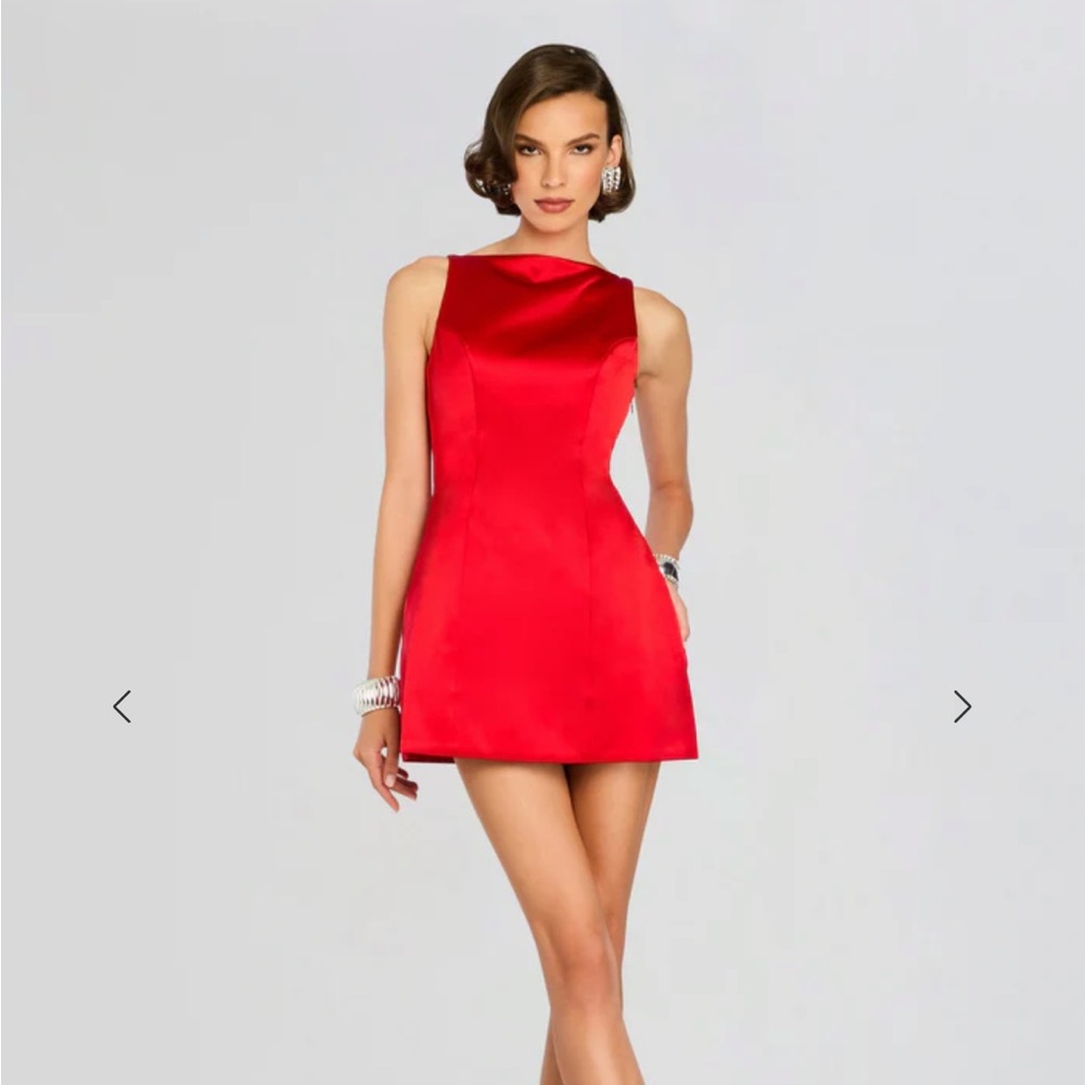 RETROFETE Livie High-neck Satin Mini Dress